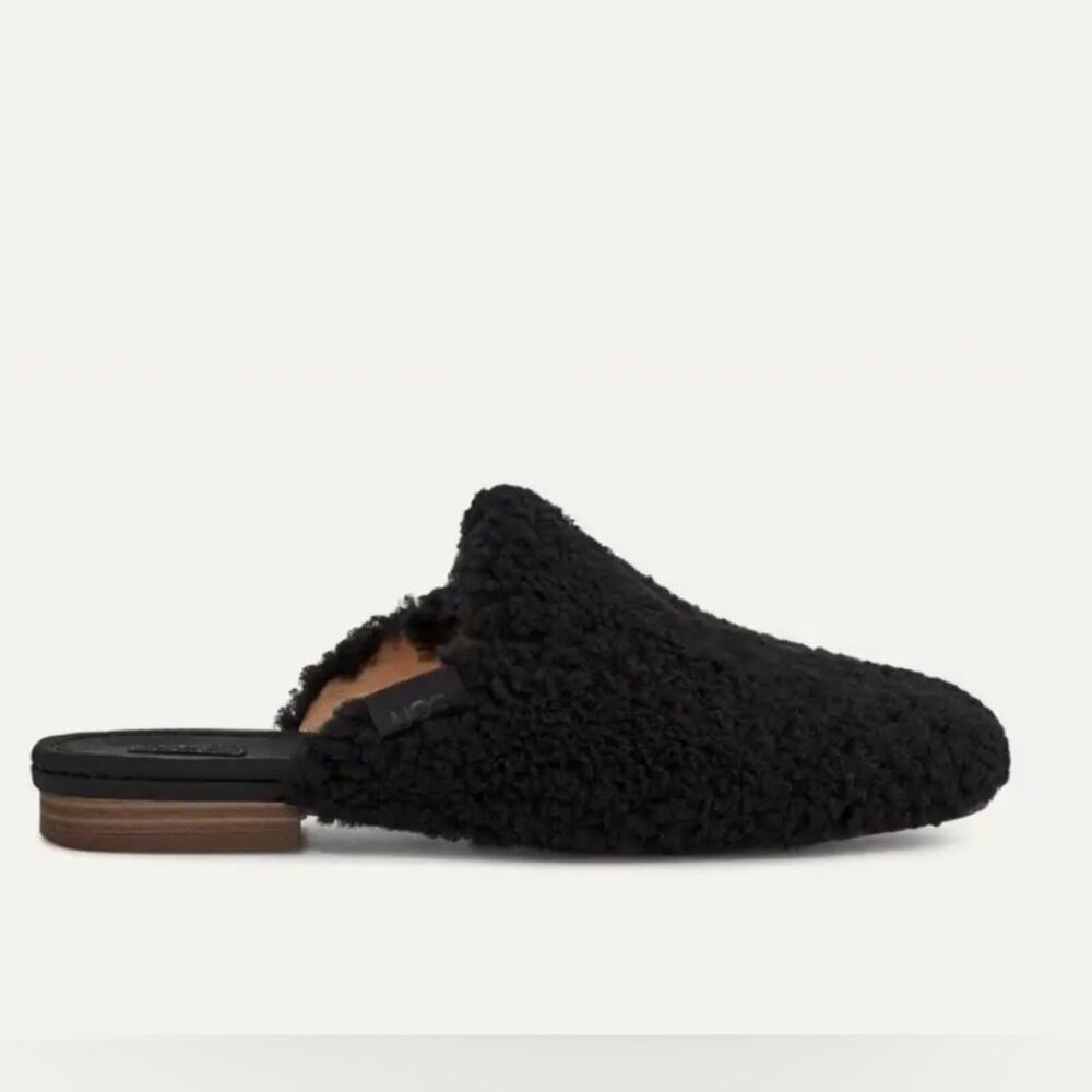 UGG Janaya Cozy Mule Women Size 8 Black Good Sherpa Slide 1130815‎